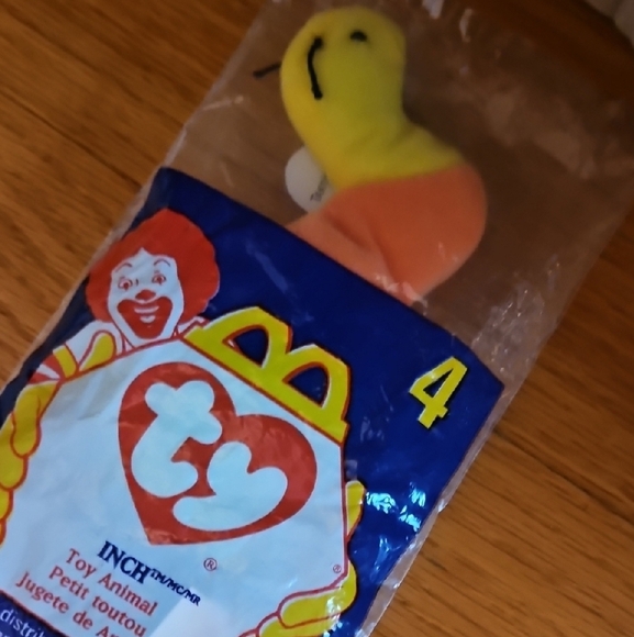 Vintage 90s Ty MCdonalds Rainbow Plush Inch Worm Beanie Baby, Still In Packaging - Picture 2 of 2